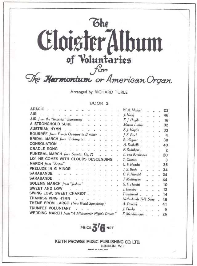 The Cloister Album of Voluntaries Contents