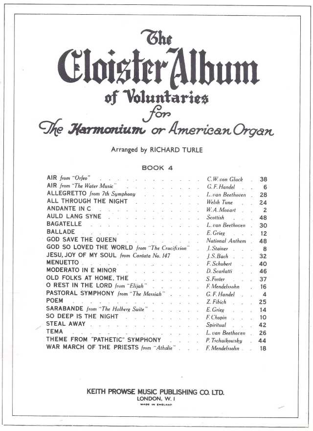 The Cloister Album of Voluntaries Contents