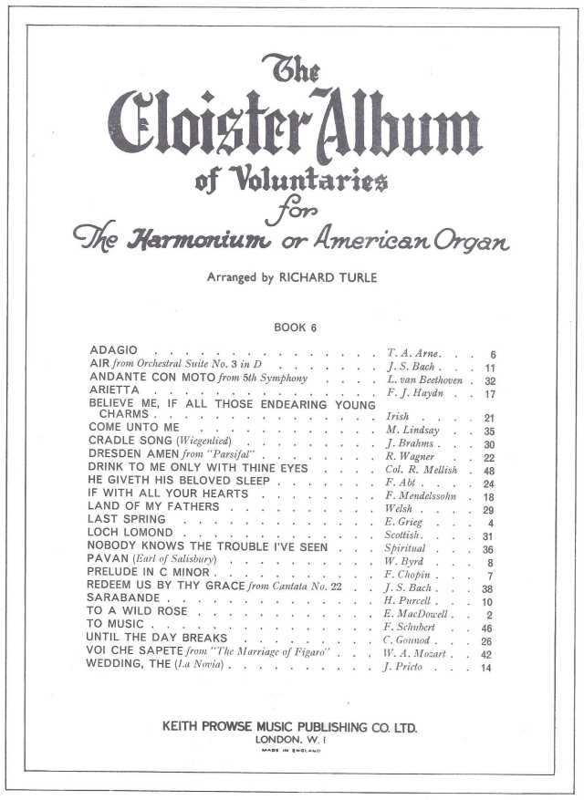 The Cloister Album of Voluntaries Contents